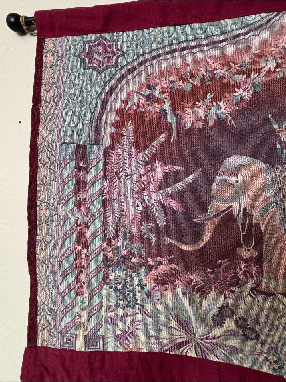 VTG Bombay Co Vintage Elephant Tapestry Wall Hanging Art 39x24 Boho Global Decor